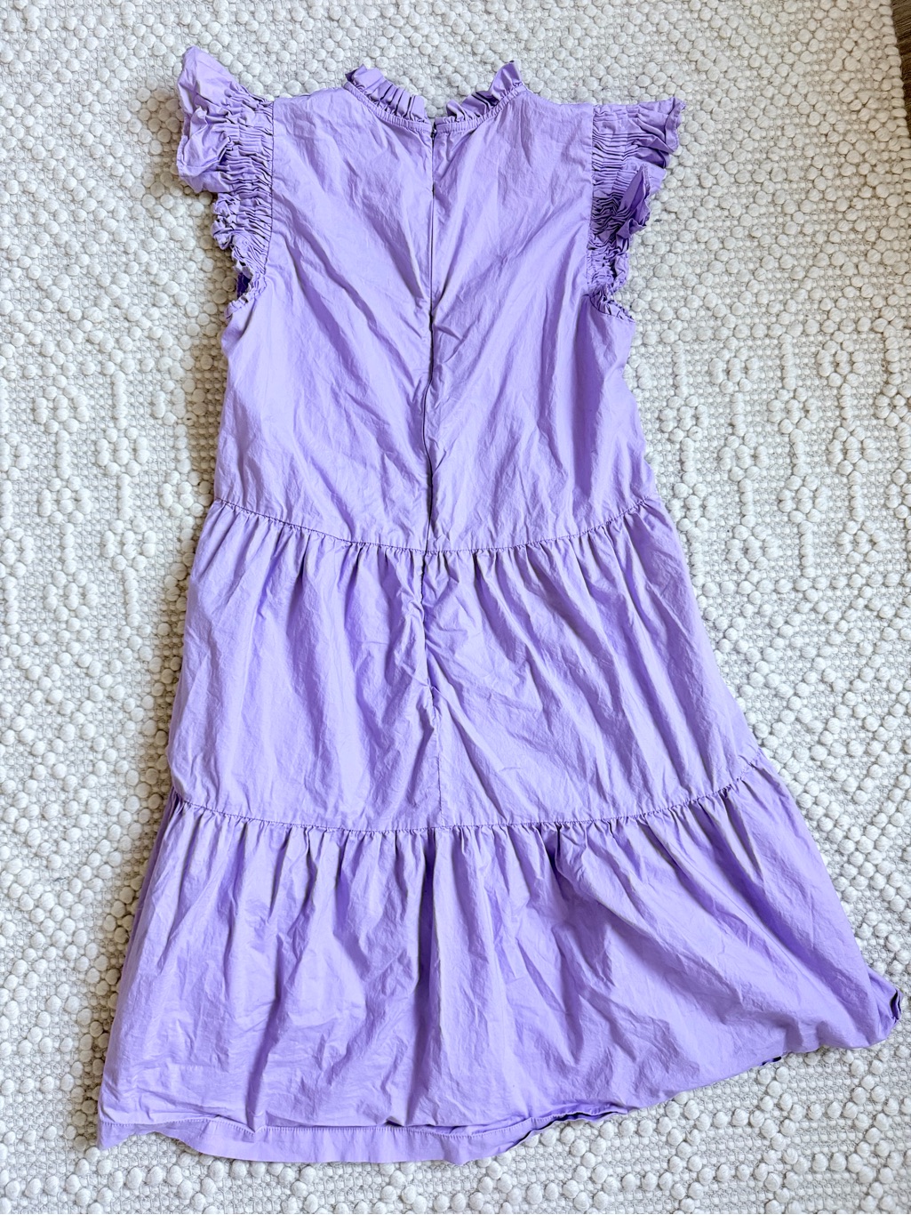 Sea New York Flutter Sleeve Tiered Babydoll Mini Dress Size Medium Purple Pocket — image 3 of 6